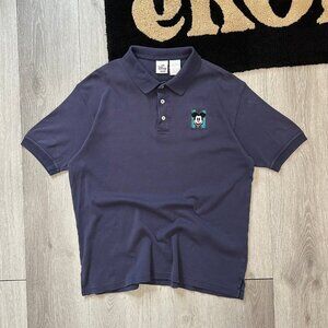 Vintage Disney Store Mickey Mouse Men's Faded Navy Blue Polo T-Shirt Size Medium